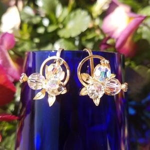 Vintage  Aurora Borealis clip on earrings